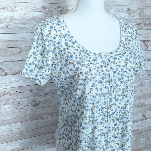Hippie Rose Crop Top XL Blue Floral 821 - Picture 2 of 6